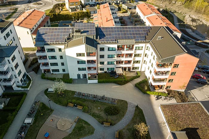 Solar installation on multi-family building roof