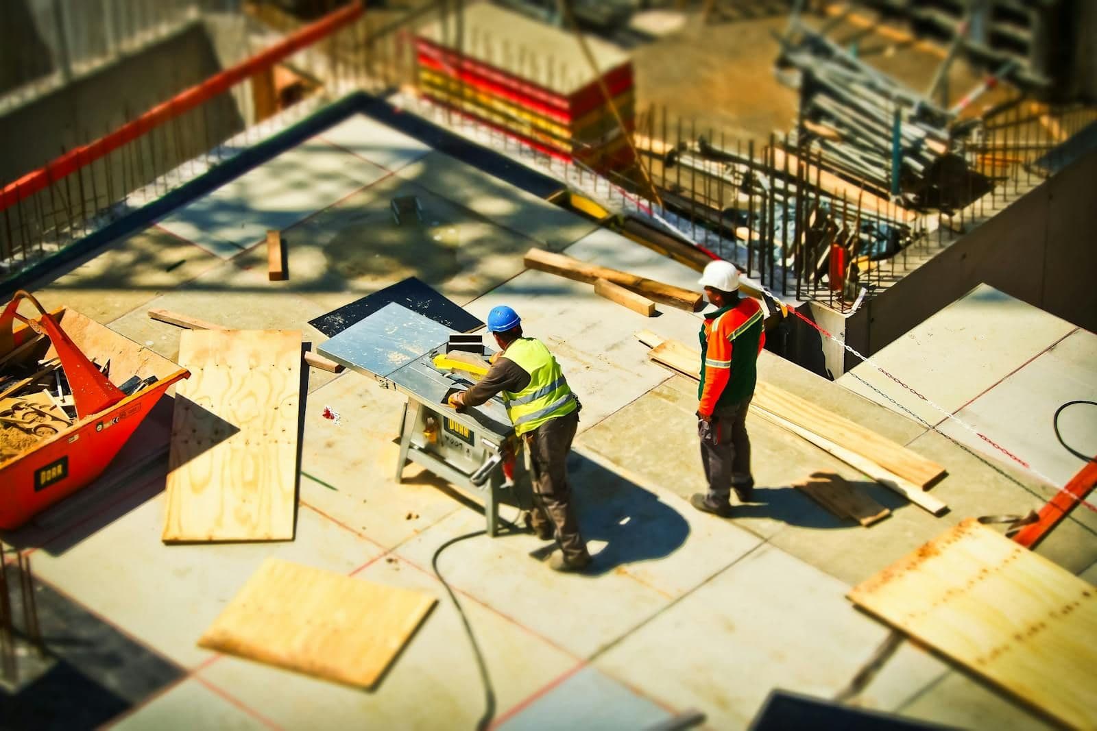 Construction workers on an infrastructure building site