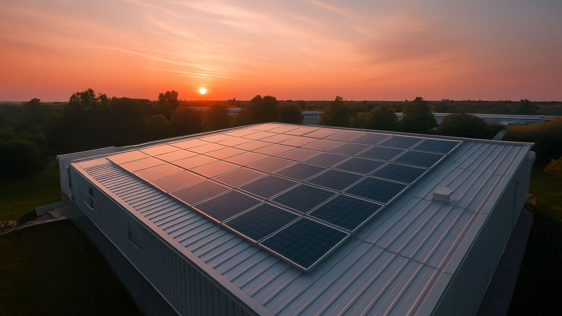 Commercial building with solar panels